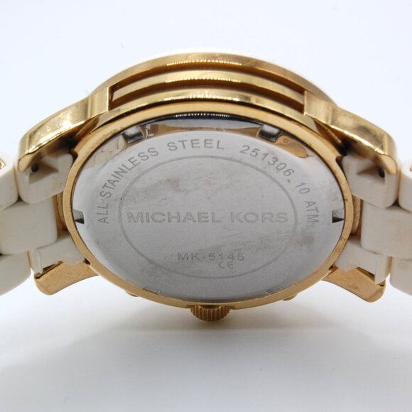 Michael Kors Runway White & Gold Chronograph Quartz Watch MK-5145 (New Battery) - Picture 5 of 8